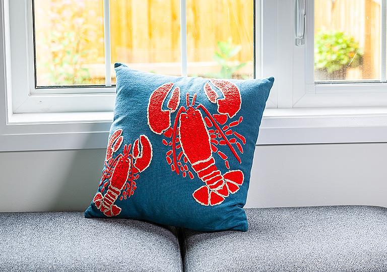 Abbott Embroidered Lobster Cushion
