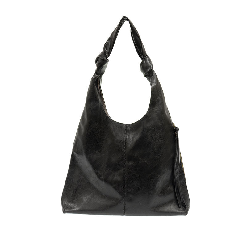 Joy Susan Addie Knot Handle Hobo Bag Black
