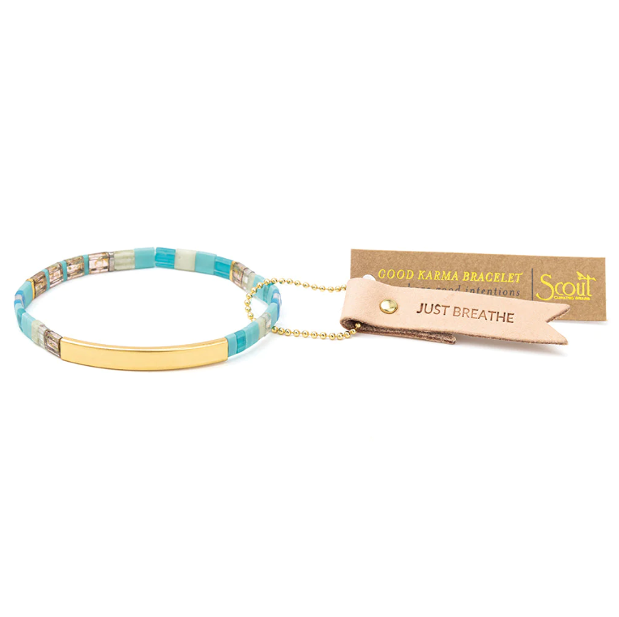 Scout Curated Wears Good Karma Miyuki Bracelet | Just Breathe - Tonal Turquoise/Gold