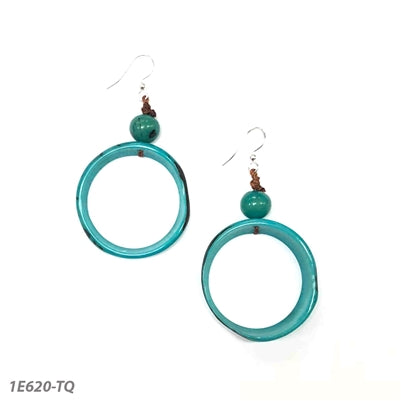 Tagua Ring of Life Earring Turquoise