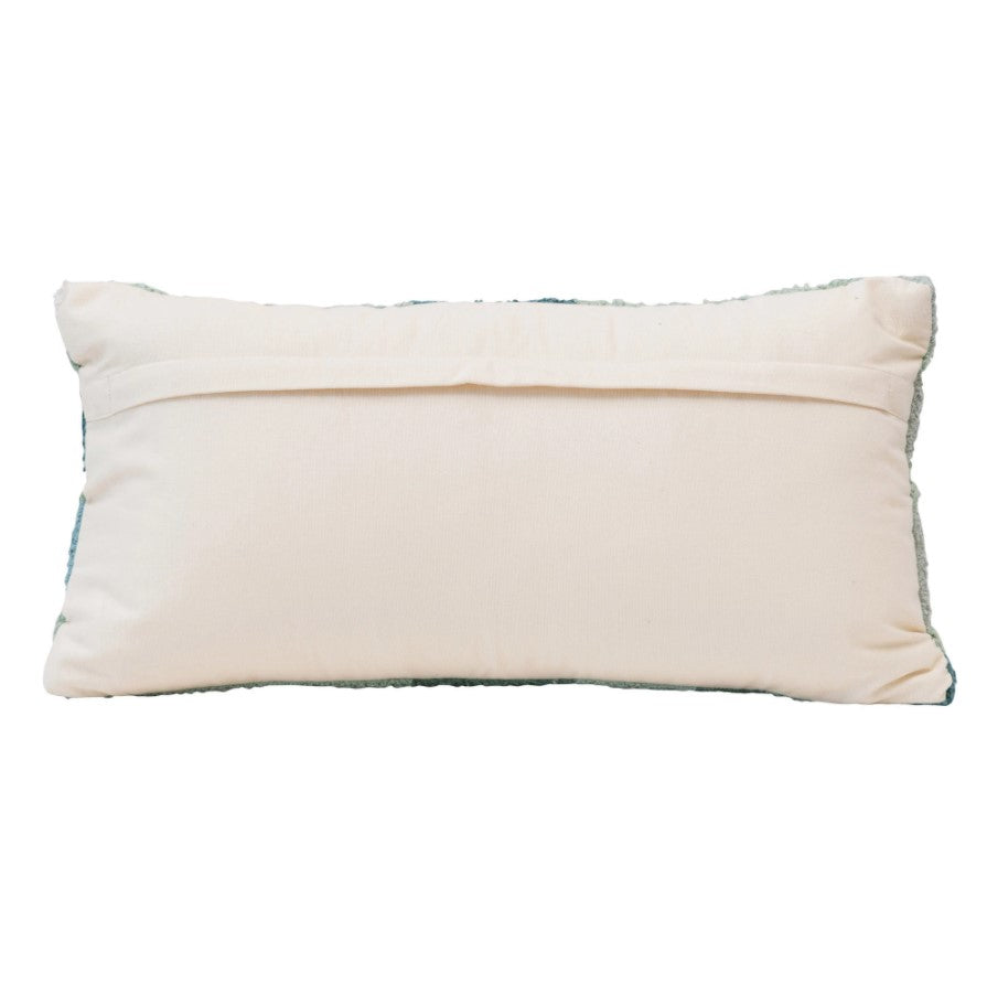 Creative Co-op Woven Cotton Lumbar Pillow With Dots Zipper Back