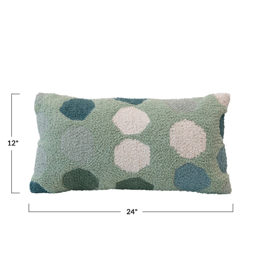Creative Co-op Woven Cotton Lumbar Pillow With Dots Dimensions 12" x 24"