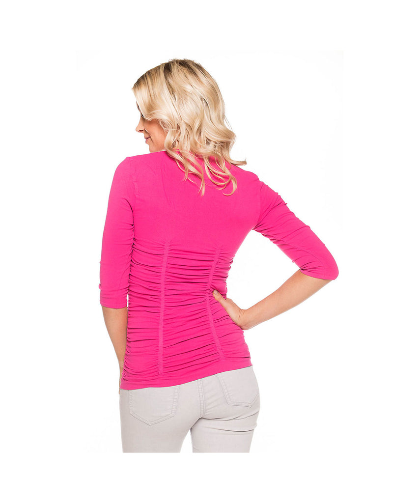 Last Tango 3 Panel Ruched 3/4 Sleeve Seamless Top