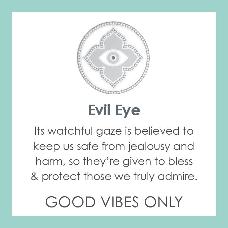 LOLA® Evil Eye Pendant Card: Its watchful gaze is believed to keep us safe from jealousy and harm, so they're given to bless & protect those we truly admire.