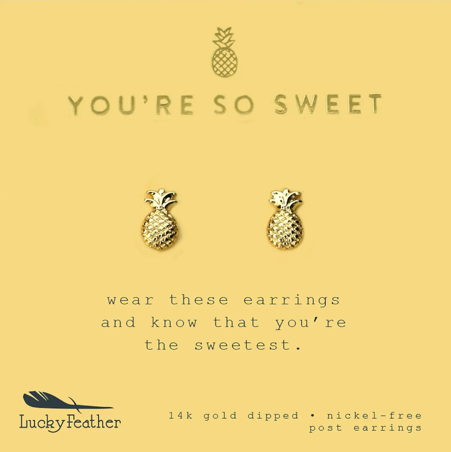 Lucky Feather New Moon Earrings Pineapple