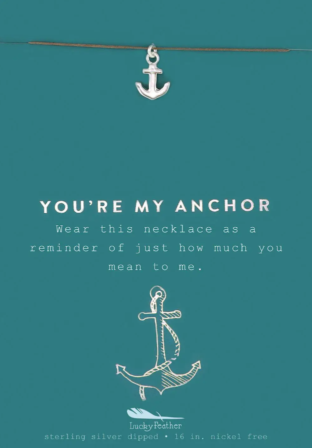 Lucky Feather New Moon Necklace You're My Anchor