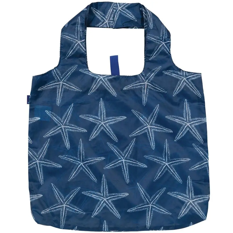 RockFlowerPaper Blu Reusable Shopping Bag Starfish Navy