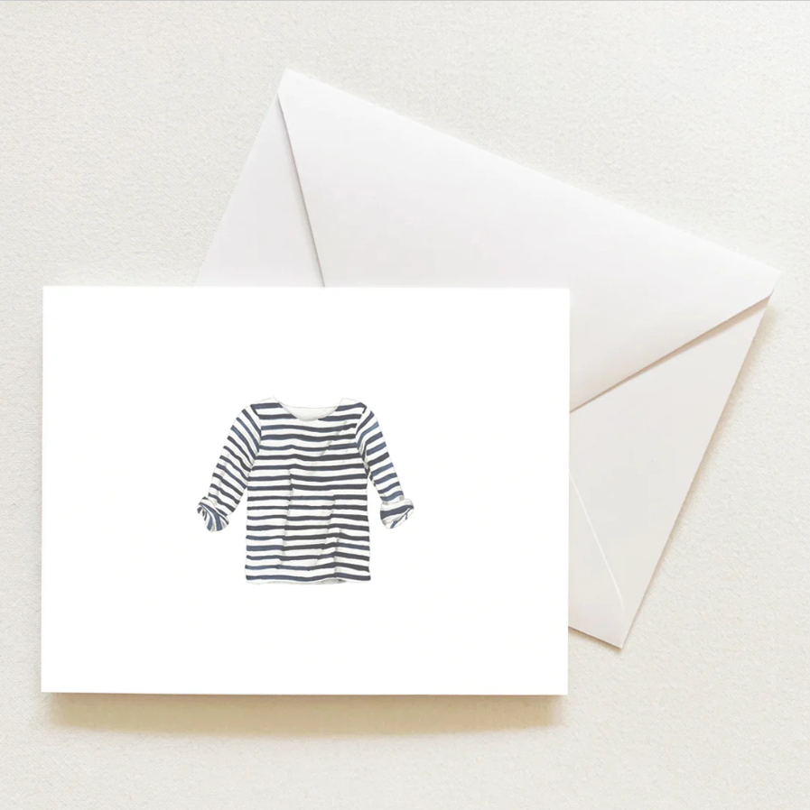 Sara Fitz Notecard Box of 8 Navy Stripe Shirt