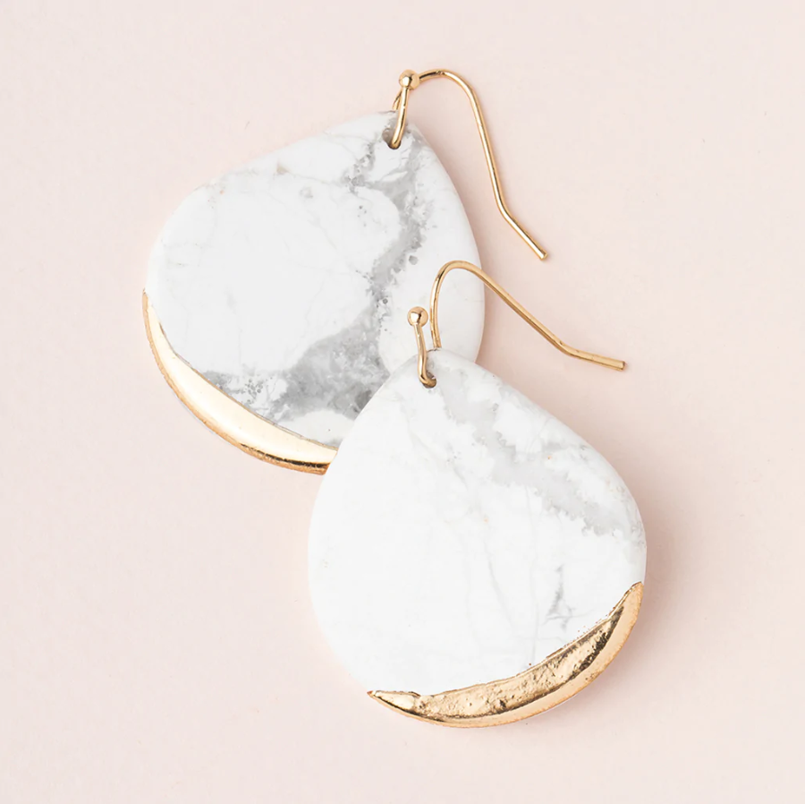 Scout Curated Wears Stone Dipped Teardrop Earring - Howlite/Gold
