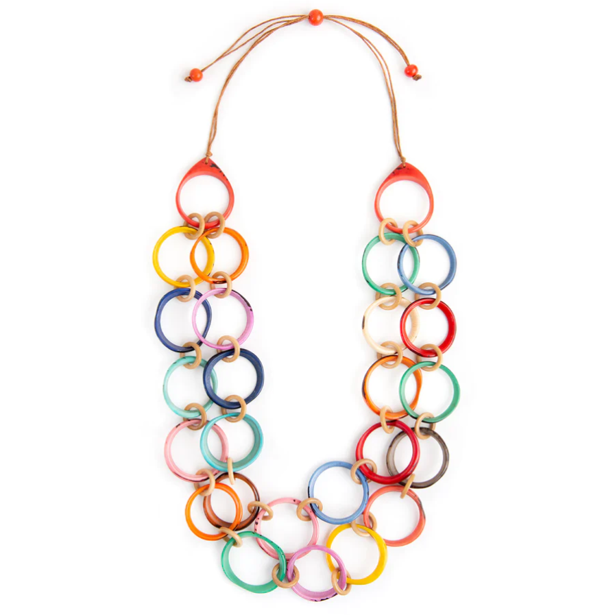 Organic Tagua Ring Of Life Necklace Multi