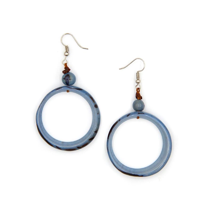 Tagua Ring of Life Earring Biscayne Blue