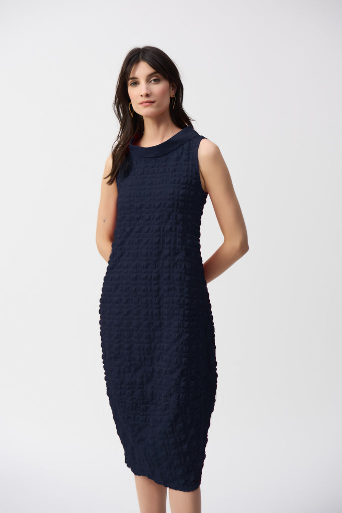 Joseph Ribkoff Textured Woven Sleeveless Cocoon Dress Midnight Blue