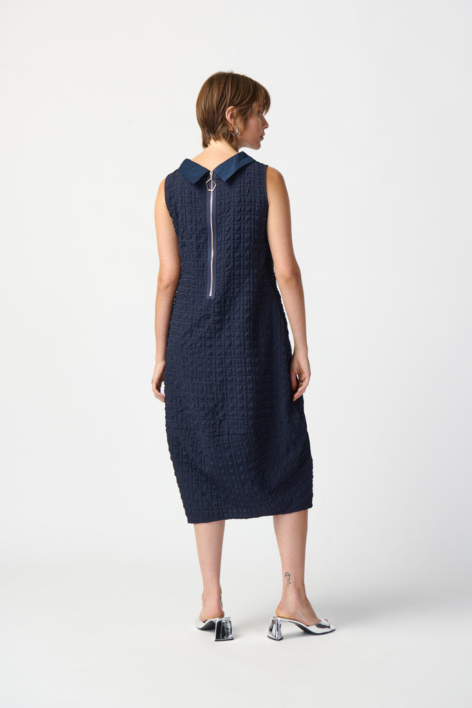 Joseph Ribkoff Textured Woven Sleeveless Cocoon Dress Midnight Blue