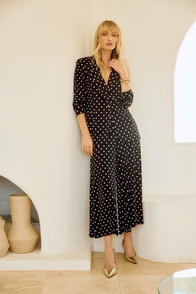 Joseph Ribkoff Silky Knit Dot Print Pull-On Culotte Pants