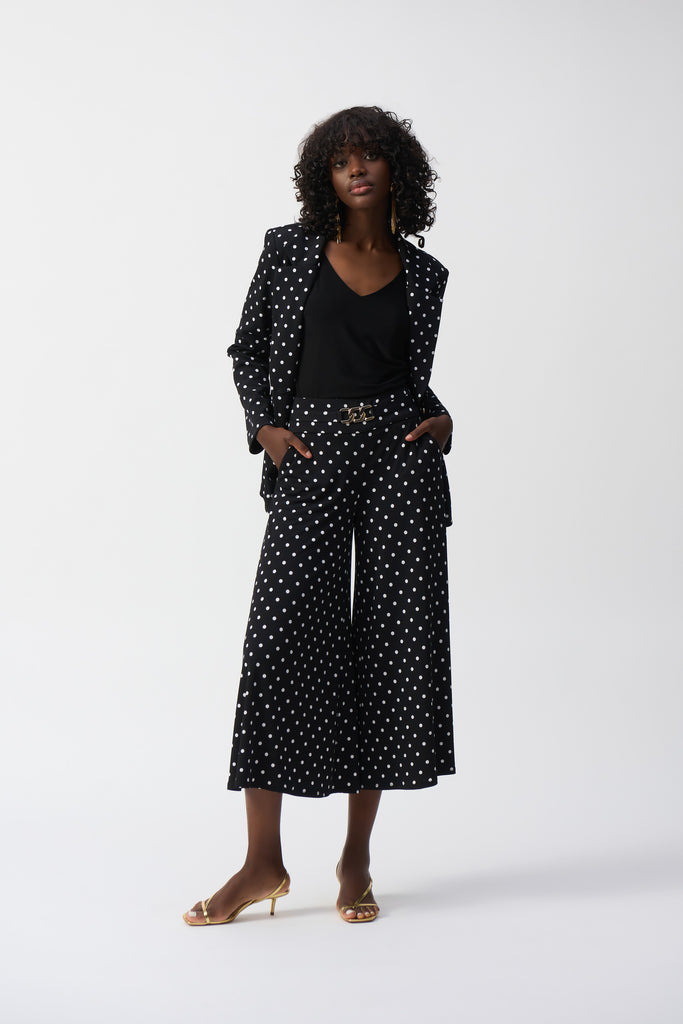 Joseph Ribkoff Silky Knit Dot Print Pull-On Culotte Pants