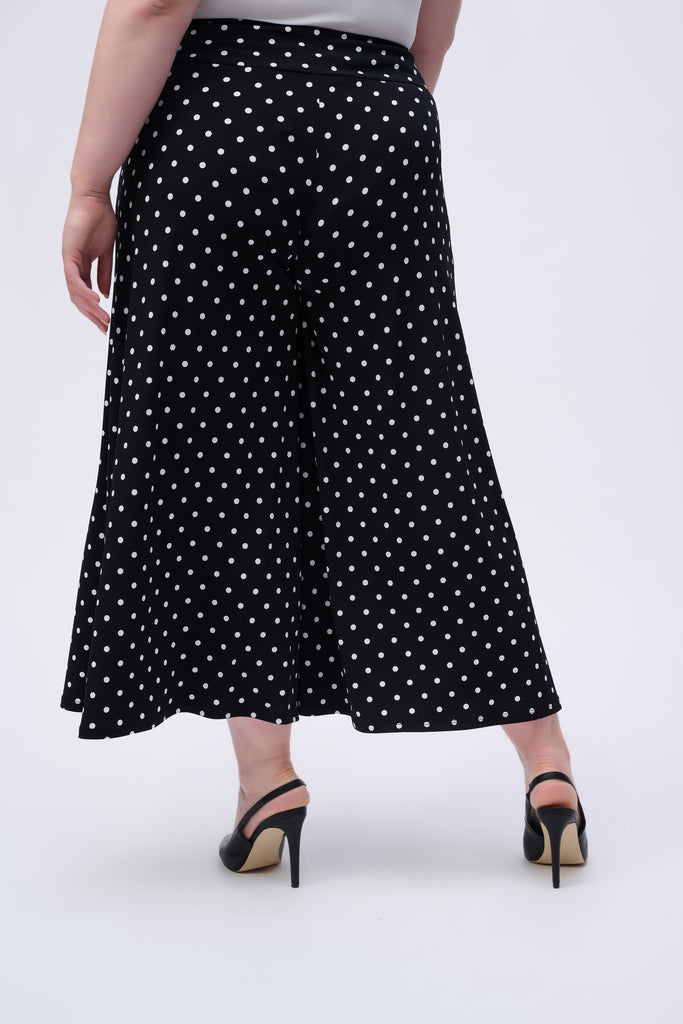 Joseph Ribkoff Silky Knit Dot Print Pull-On Culotte Pants