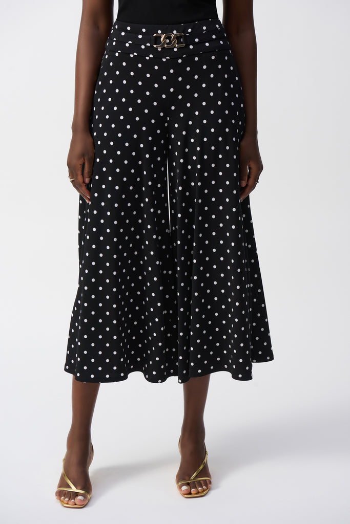 Joseph Ribkoff Silky Knit Dot Print Pull-On Culotte Pants