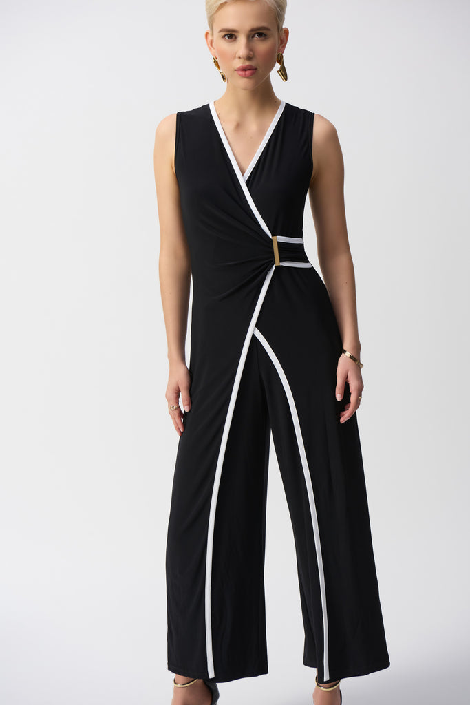 Joseph Ribkoff Silky Sleeveless Culotte Jumpsuit Black/Vanilla