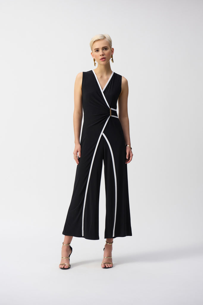 Joseph Ribkoff Silky Sleeveless Culotte Jumpsuit Black/Vanilla