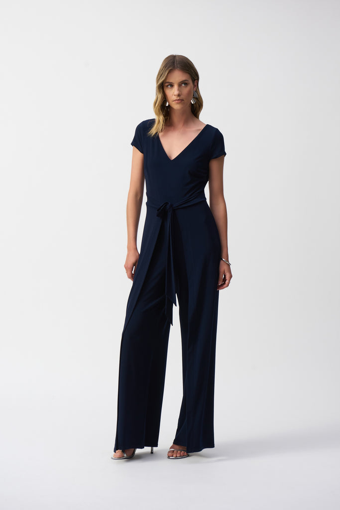 Joseph Ribkoff Silky Knit Wide-Leg Jumpsuit Midnight Blue