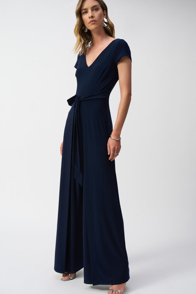 Joseph Ribkoff Silky Knit Wide-Leg Jumpsuit Midnight Blue