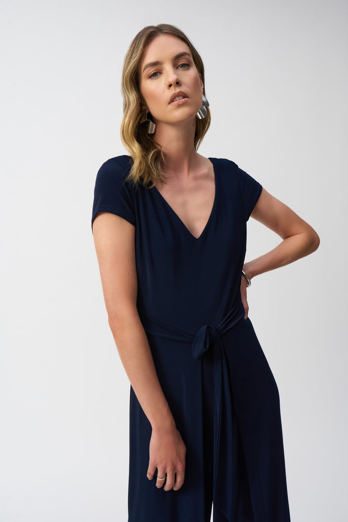 Joseph Ribkoff Silky Knit Wide-Leg Jumpsuit Midnight Blue