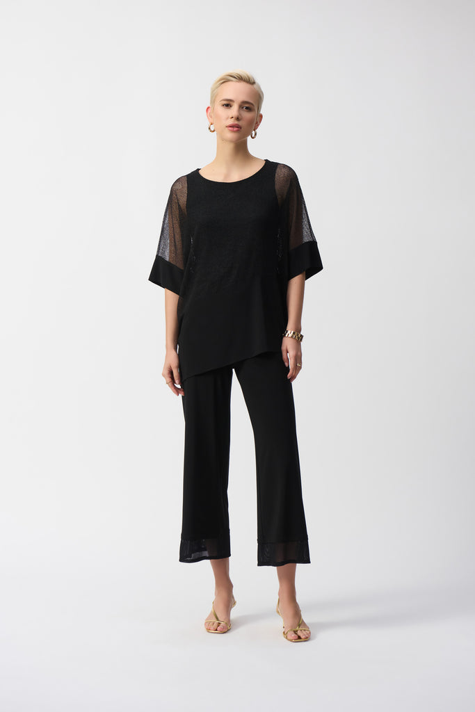 Joseph Ribkoff Mesh And Silky Knit Cocoon Top Black