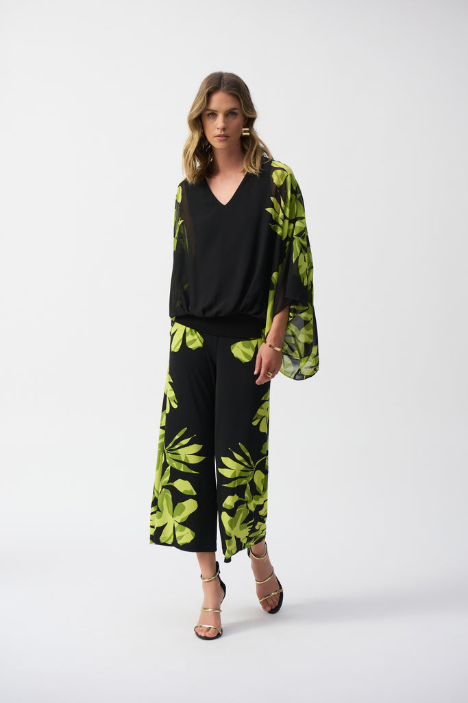 Joseph Ribkoff Chiffon And Silky Knit Floral Poncho Top