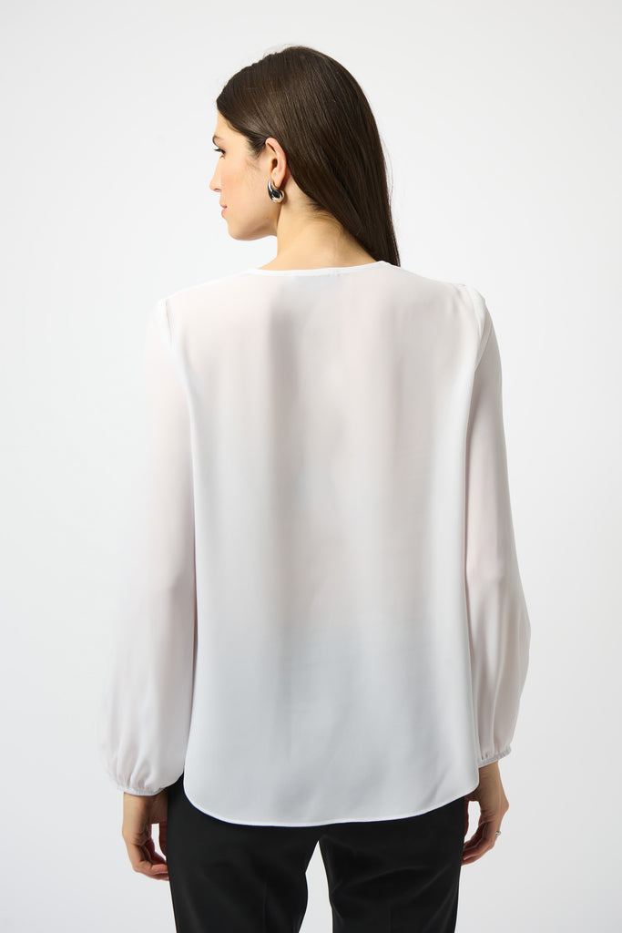 Joseph Ribkoff Georgette Boxy Wrap Top Off White