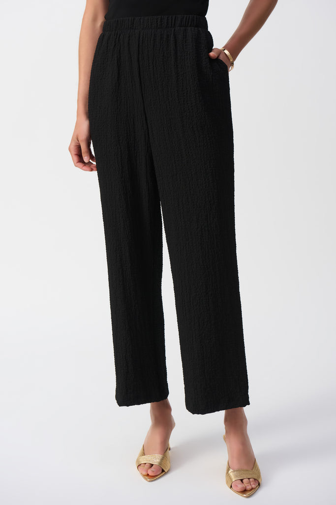 Joseph Ribkoff Seersucker Wide Leg Pull-On Pants Black