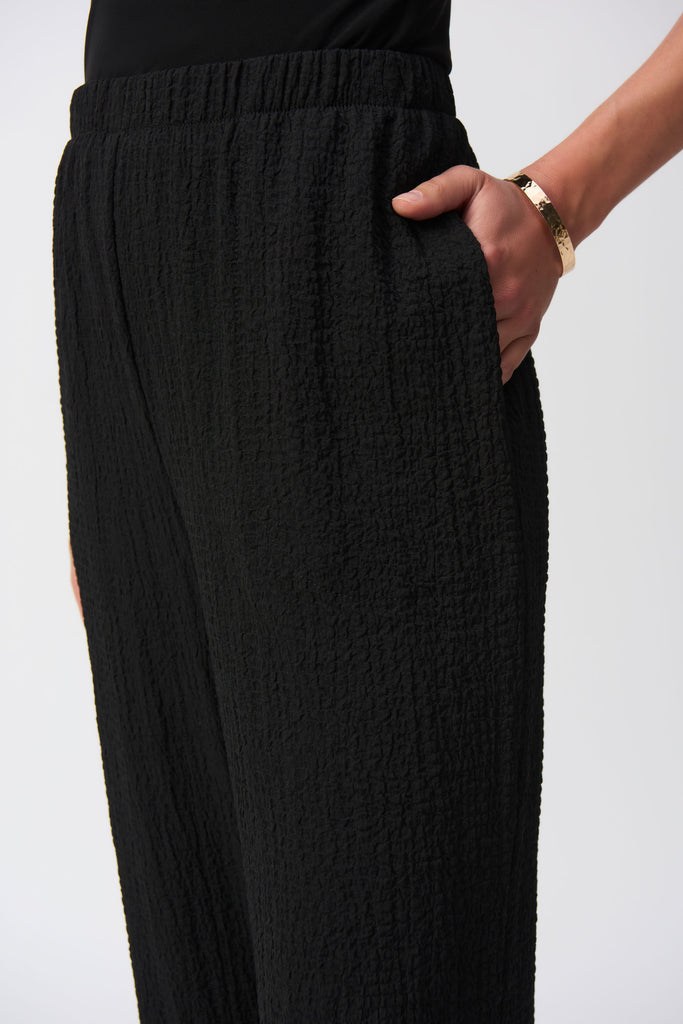 Joseph Ribkoff Seersucker Wide Leg Pull-On Pants Black