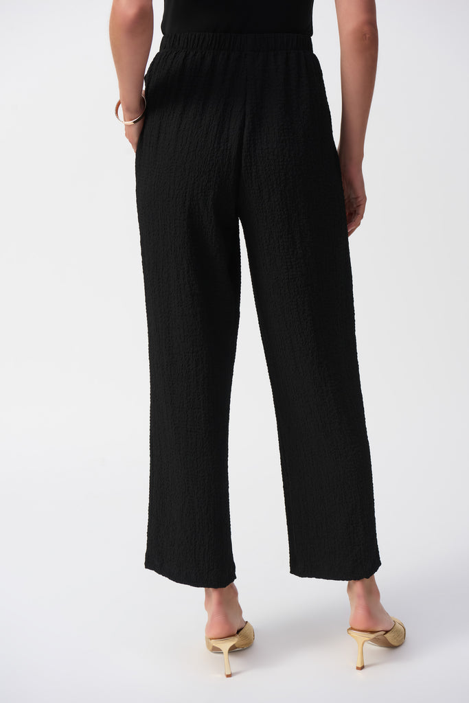 Joseph Ribkoff Seersucker Wide Leg Pull-On Pants Black