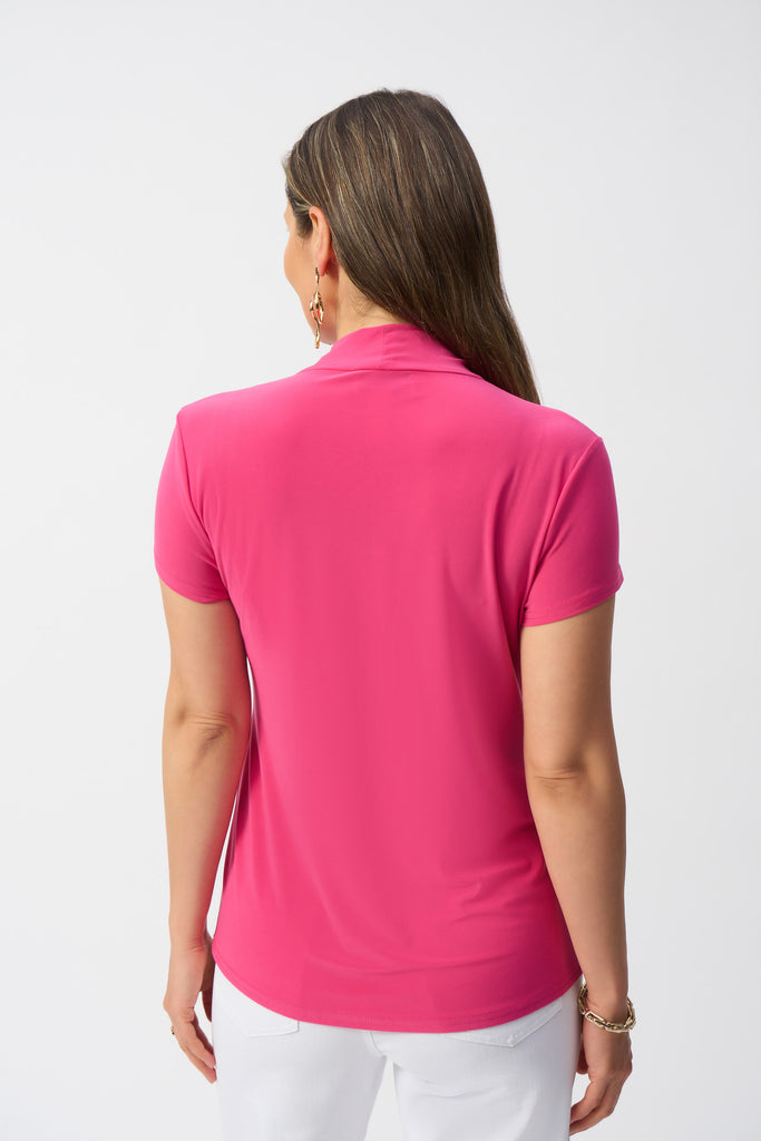 Joseph Ribkoff Silky Knit Draped Neckline Top Geranium