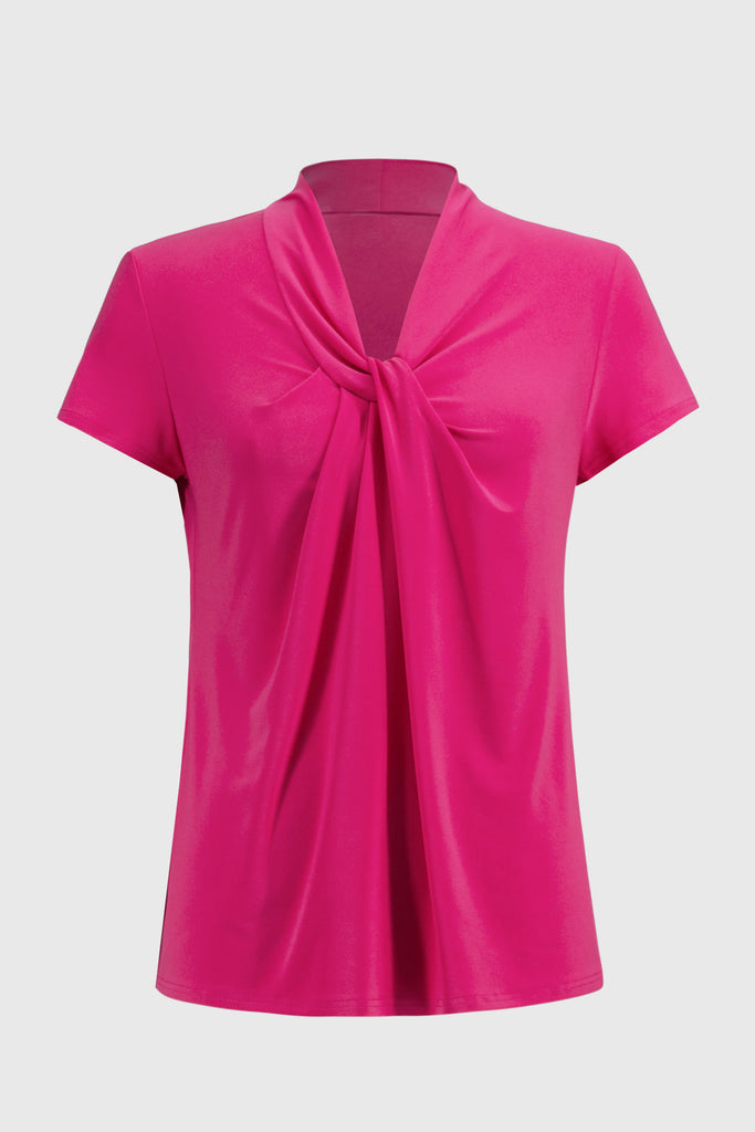 Joseph Ribkoff Silky Knit Draped Neckline Top Geranium