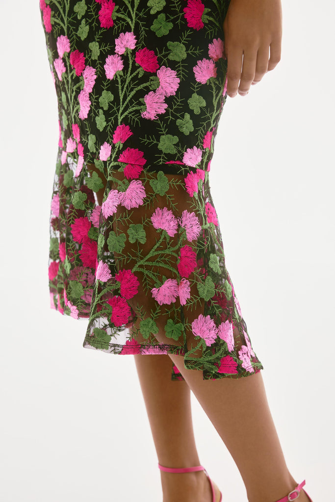 Joseph Ribkoff Novelty Floral Embroidered Flounce Dress