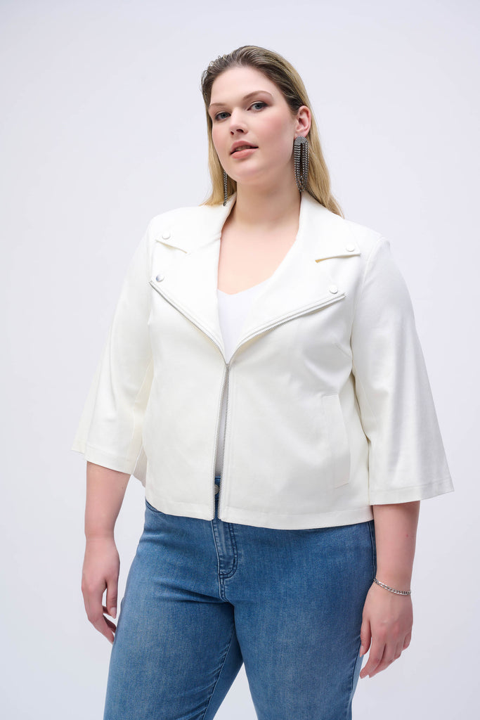 Joseph Ribkoff Foiled Faux Suede Swing Jacket Vanilla