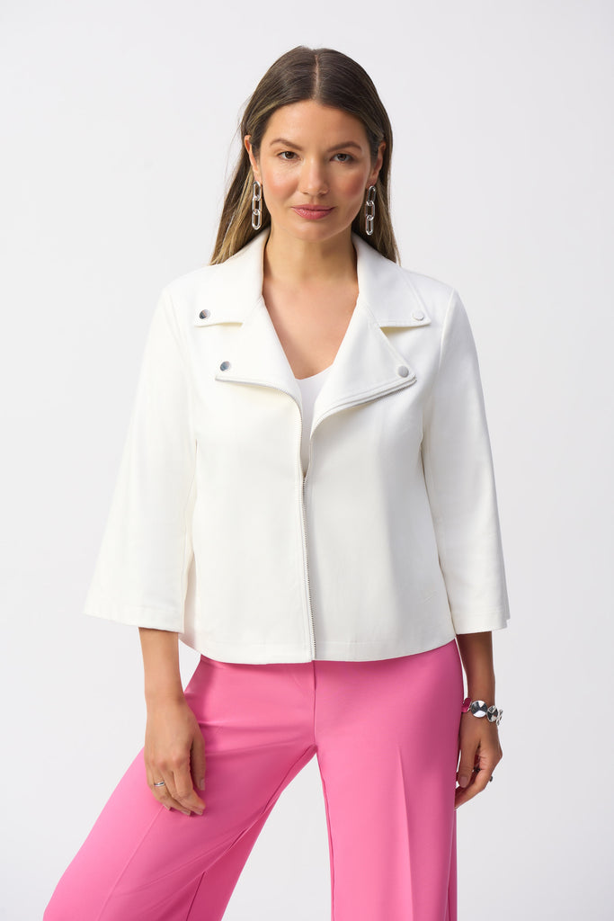 Joseph Ribkoff Foiled Faux Suede Swing Jacket Vanilla