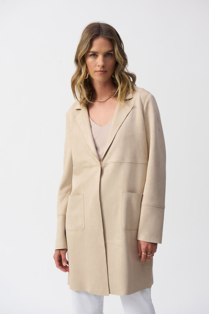 Joseph Ribkoff Scuba Suede Straight Jacket Parchment