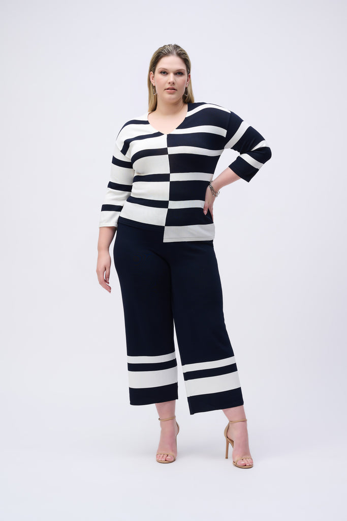 Joseph Ribkoff Placement Stripe Sweater Knit Culotte