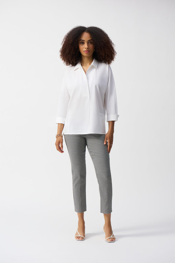 Joseph Ribkoff Poplin Boxy Shirt With Overlapping V-Neck Vanilla