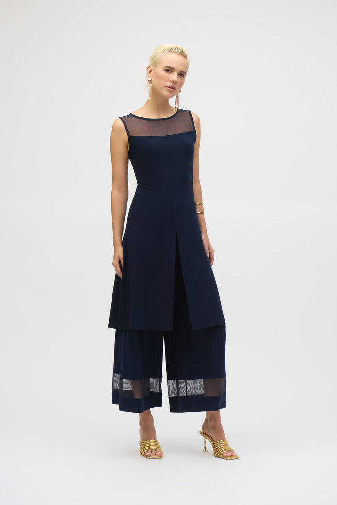 Joseph Ribkoff Silky Knit And Mesh Culotte Pants Midnight Blue