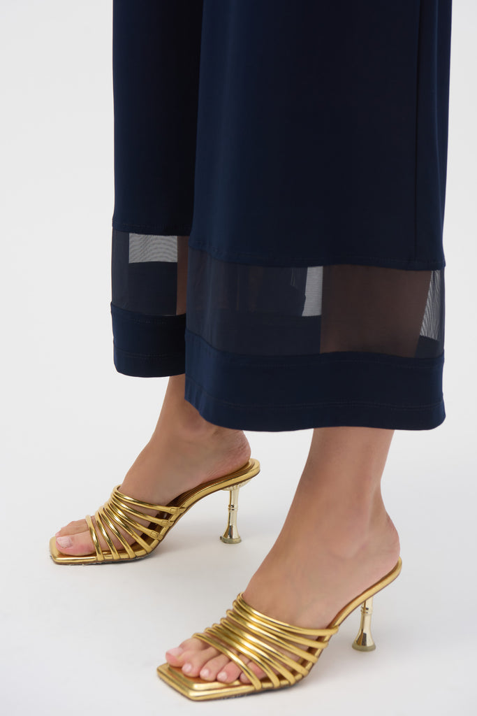 Joseph Ribkoff Silky Knit And Mesh Culotte Pants Midnight Blue