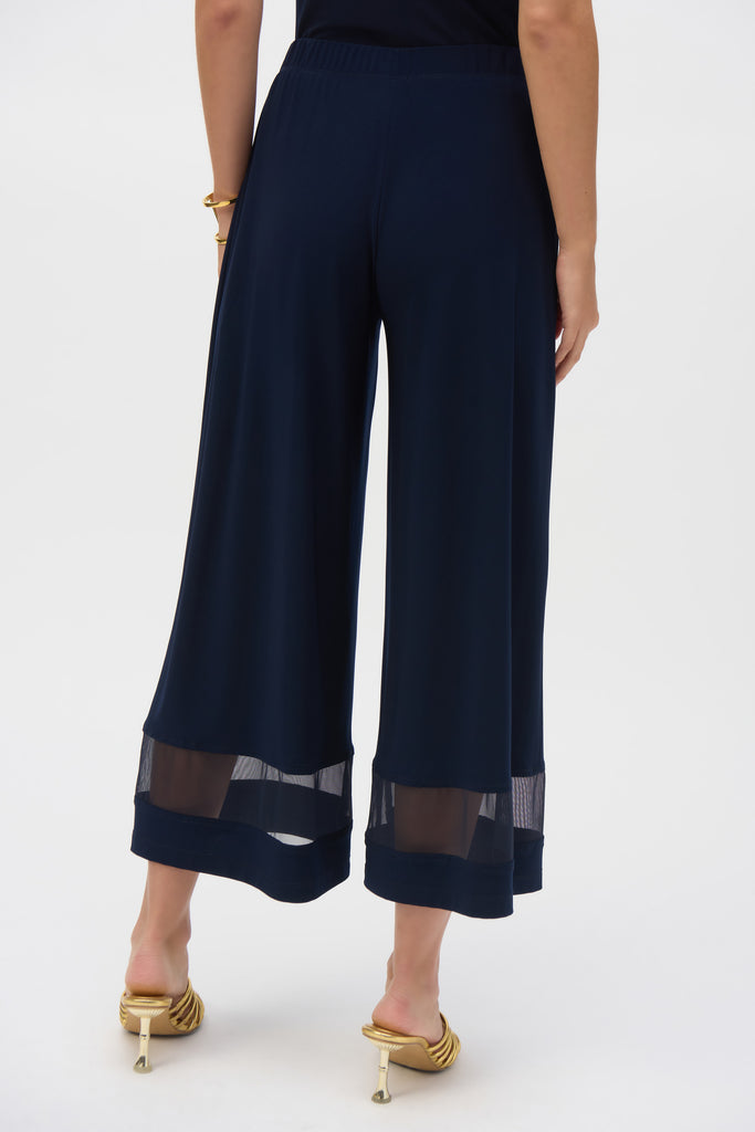 Joseph Ribkoff Silky Knit And Mesh Culotte Pants Midnight Blue