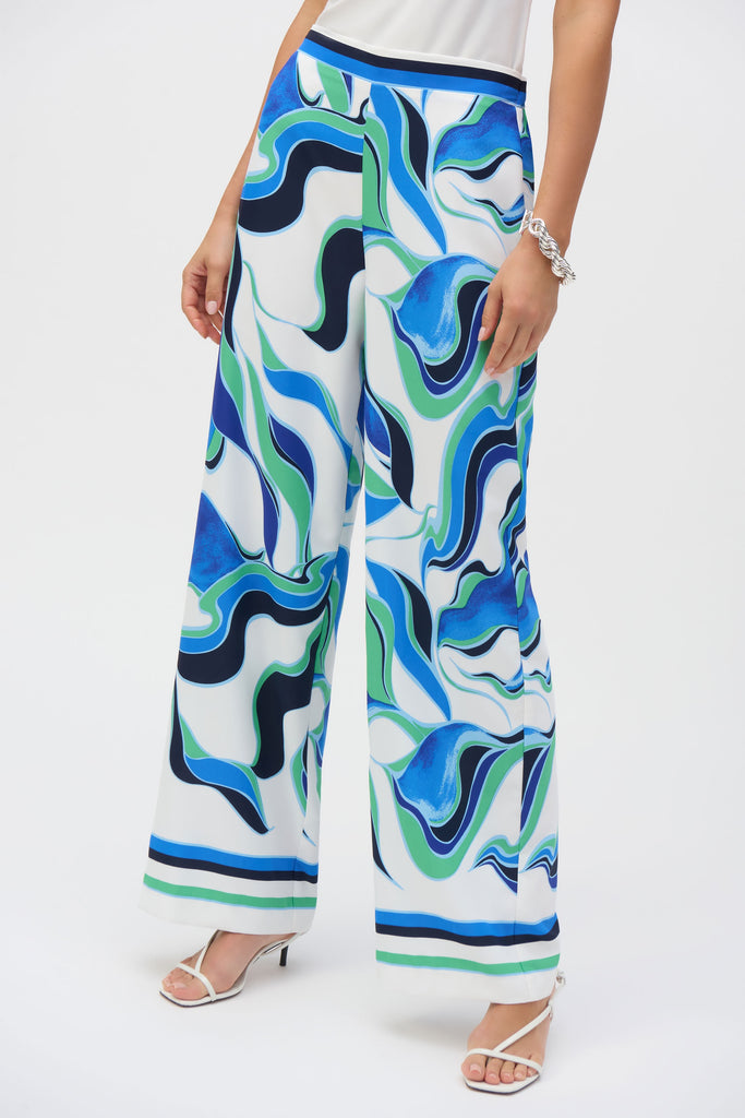 Joseph Ribkoff Woven Abstract Print Wide-Leg Pants