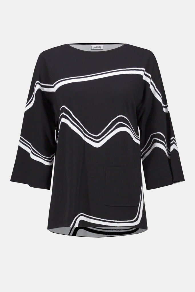 Joseph Ribkoff Abstract Jacquard Sweater Knit Pullover