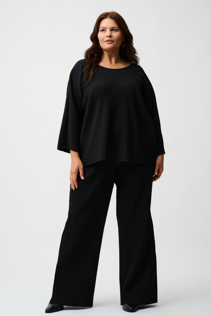 Joseph Ribkoff pleated scuba crepe wide-leg pants with pull-on waistband