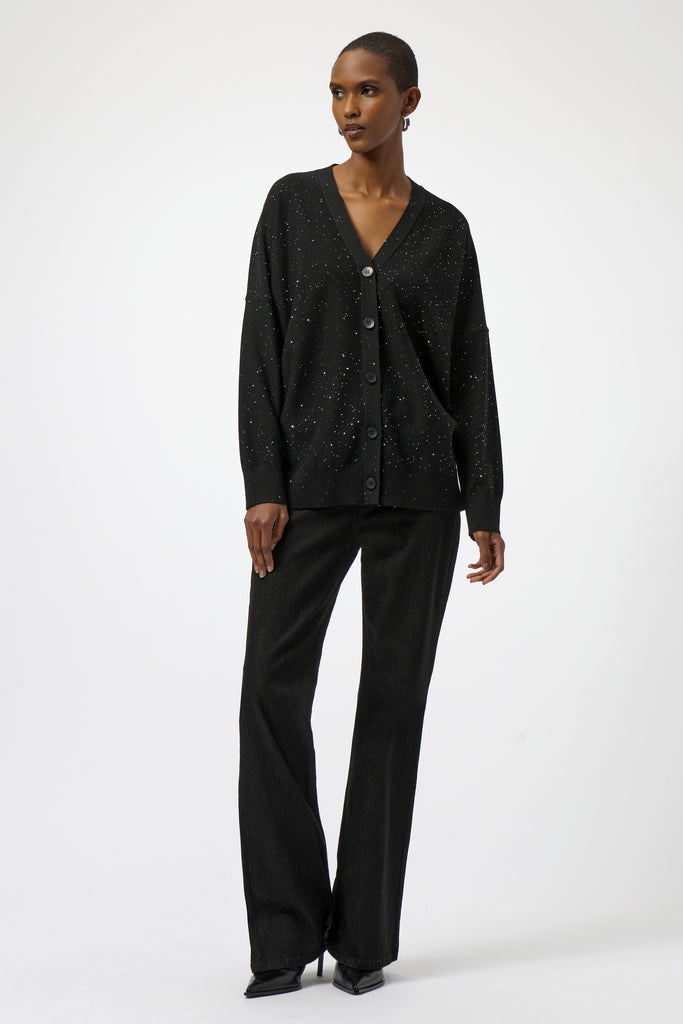 Joseph Ribkoff shimmering cardigan with side slits and straight silhouette