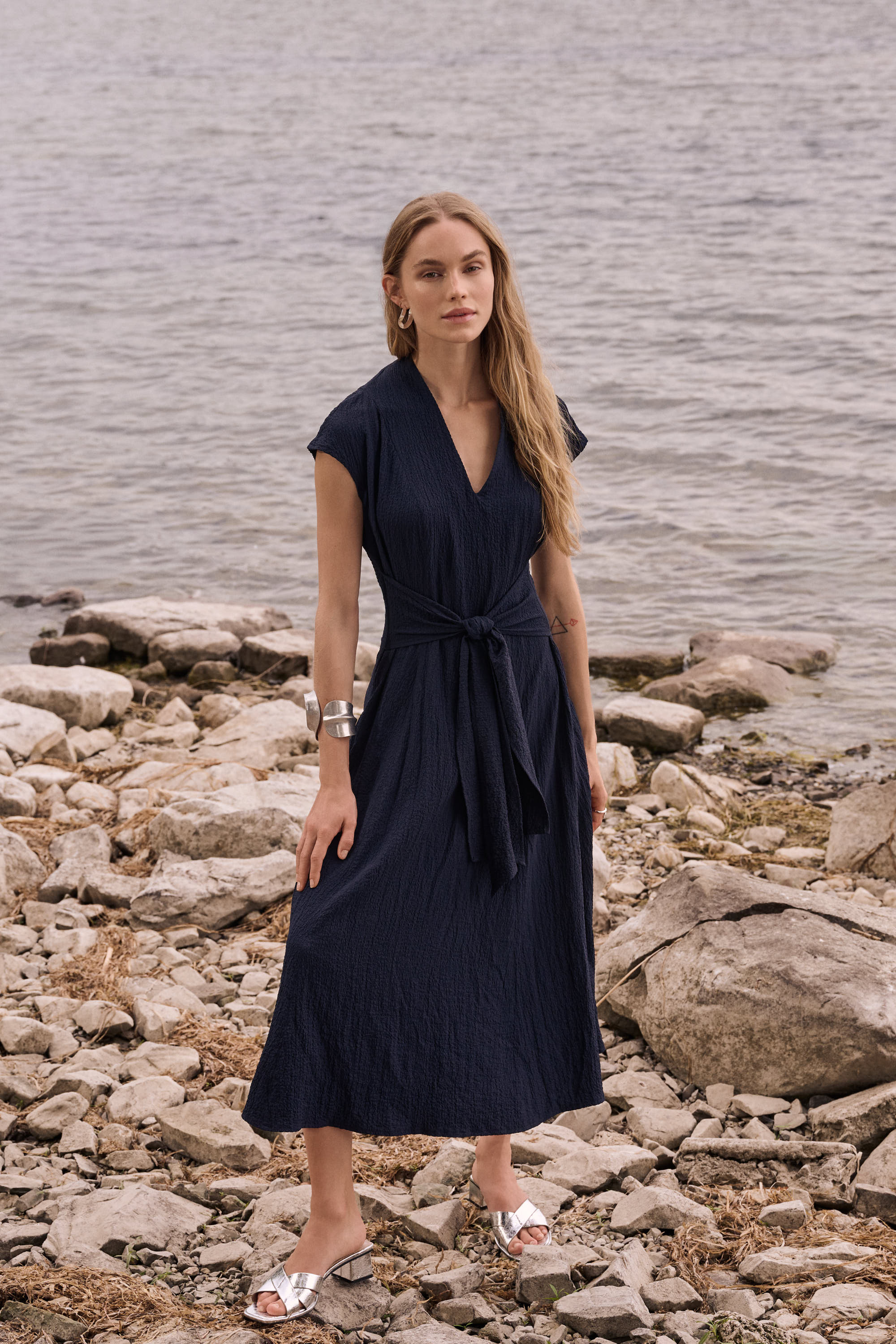 Joseph Ribkoff Seersucker Fit and Flare Midi Dress – Daisy Trading Co.