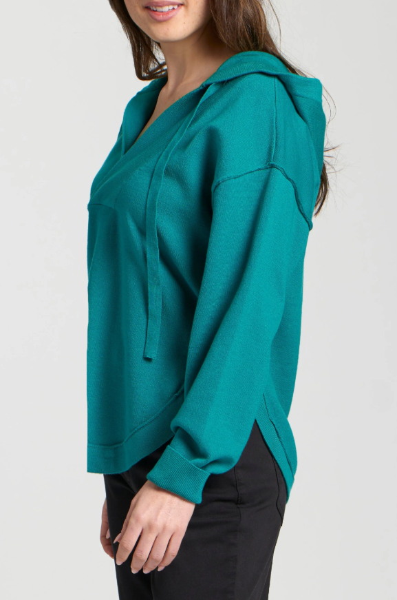 Relaxed fit teal hooded pullover from Daisy Jane’s