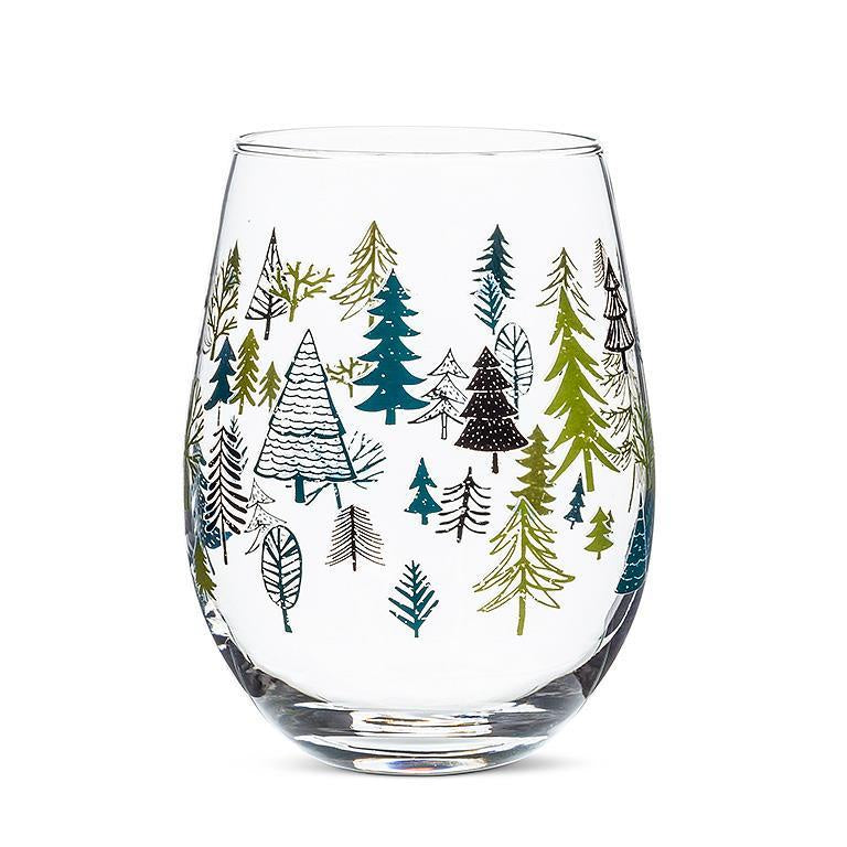 Abbott Allover Trees Stemless Wine Glass